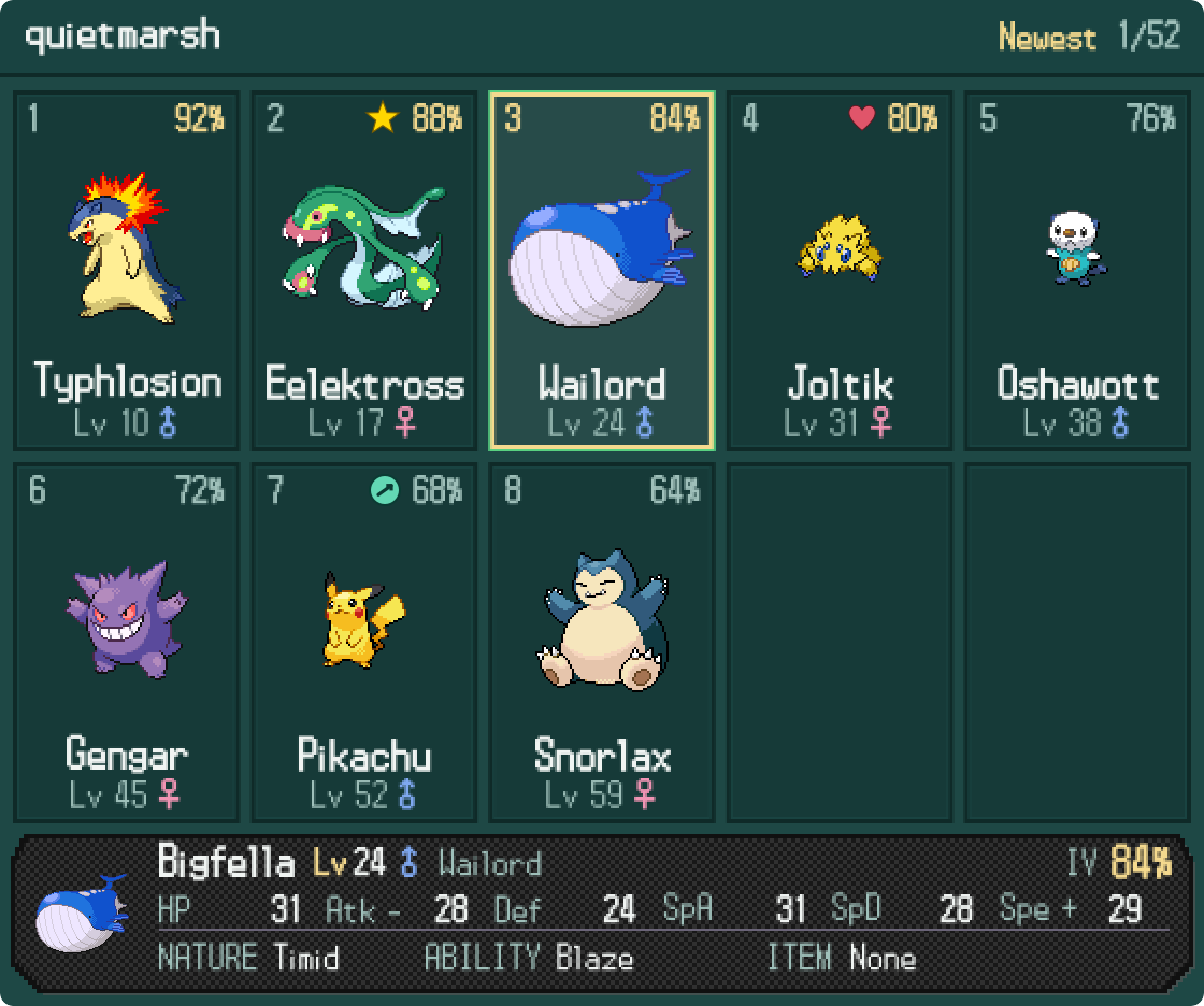 The Visual Overhaul. Almost every screen in the game is new!: Pick any Pokémon on the page and read it without leaving.