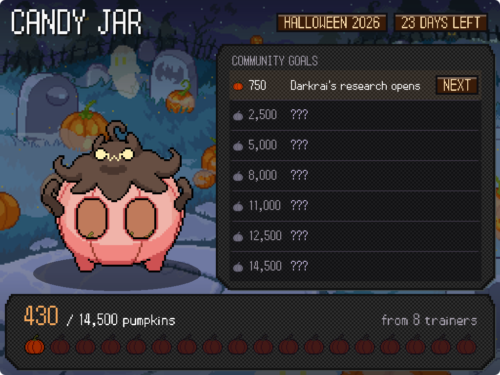 Halloween is here! Come join in on the fun and catch some costumed Pokémon!: The Candy Jar's seven goals