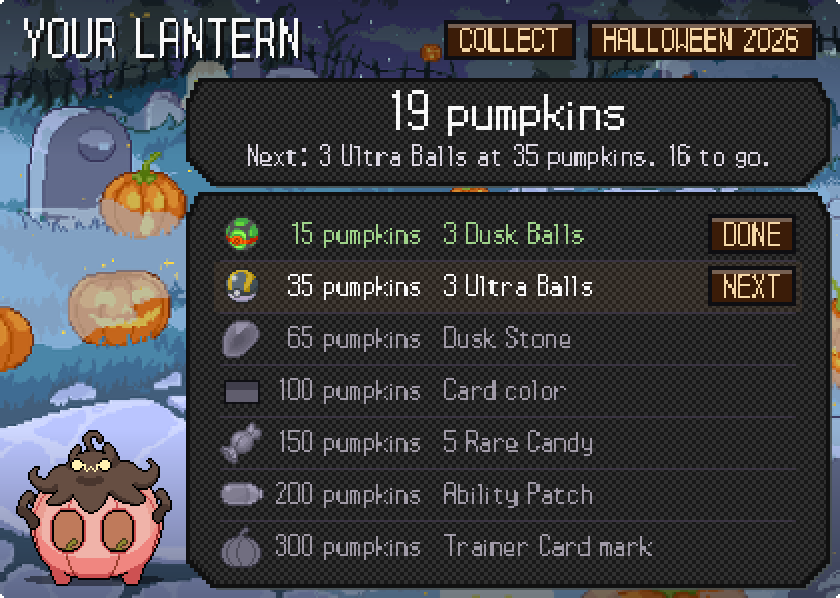 Halloween is here! Come join in on the fun and catch some costumed Pokémon!: Your Lantern